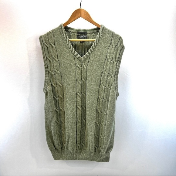 Lyle & Scott Scotland Men’s Large Combed Cotton Green Sweater Vest Grandpa golf - Picture 1 of 7